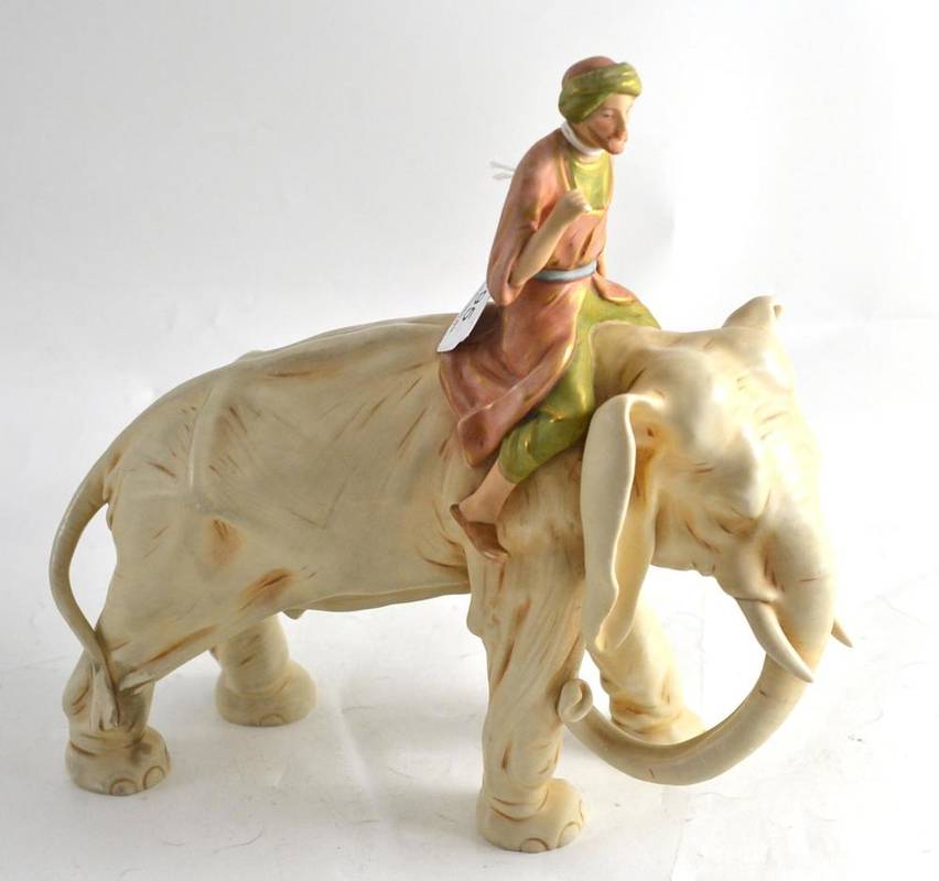 Lot 195 - A Royal Dux figure of an Eastern gentleman on an elephant