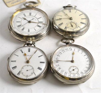 Lot 203 - Four silver cased pocket watches