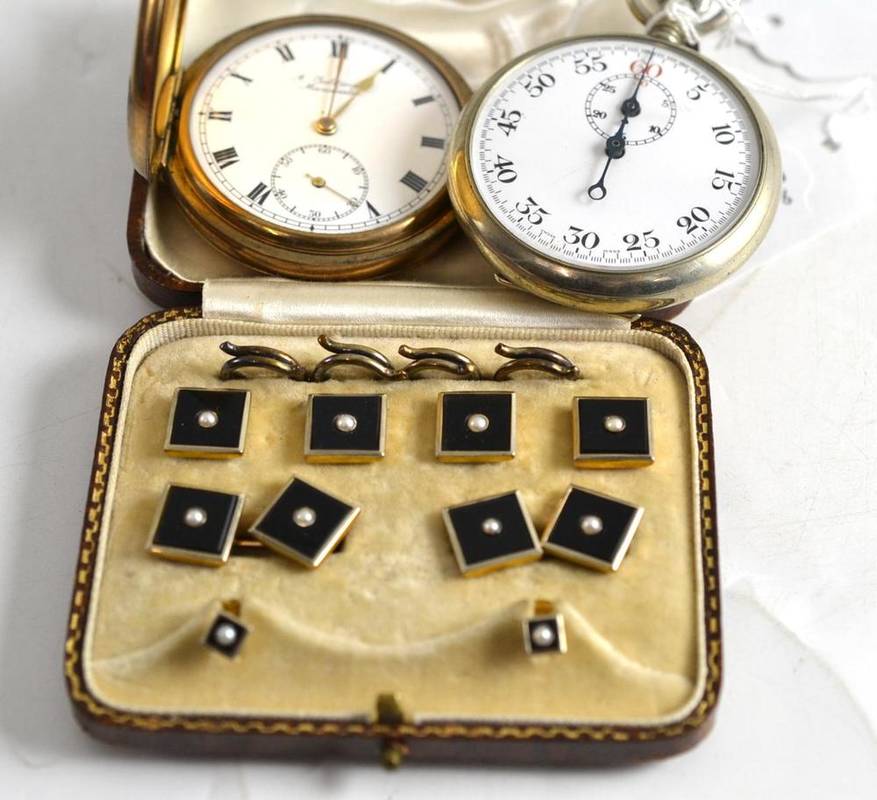 Lot 206 - A set of dress studs and two pocket watches