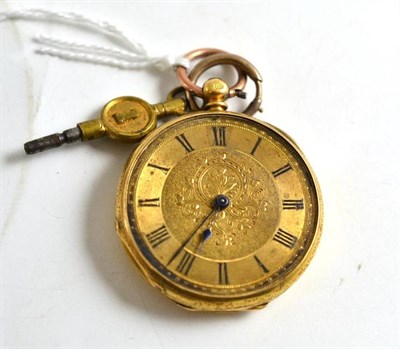 Lot 214 - A lady's fob watch, case stamped '18K'
