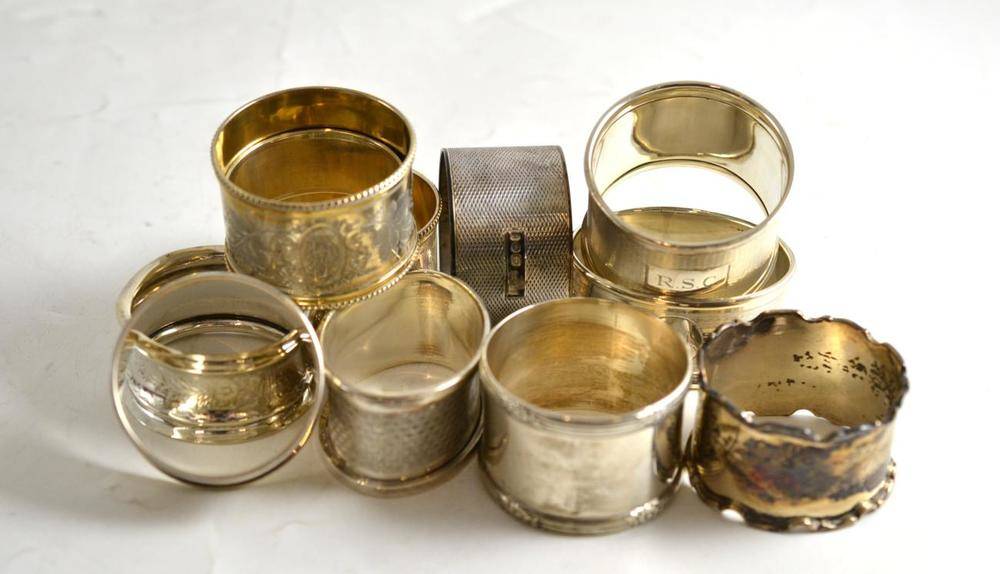 Lot 218 - Eleven assorted silver napkin rings