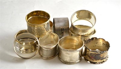Lot 218 - Eleven assorted silver napkin rings