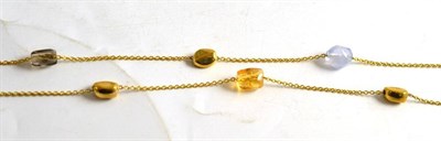 Lot 221 - A 9ct gold gemstone set necklace