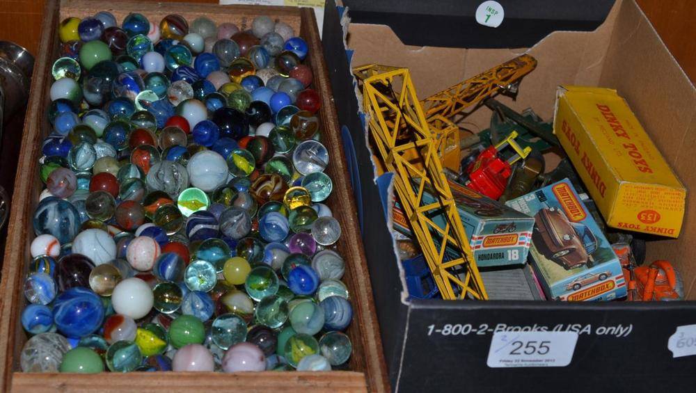 Lot 255 - Large quantity of assorted marbles, Dinky toys, model cars etc