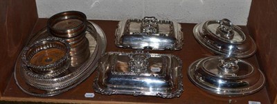 Lot 262 - Two plated oval trays, two pairs of plated coasters, pair of oval plated entree dishes and...