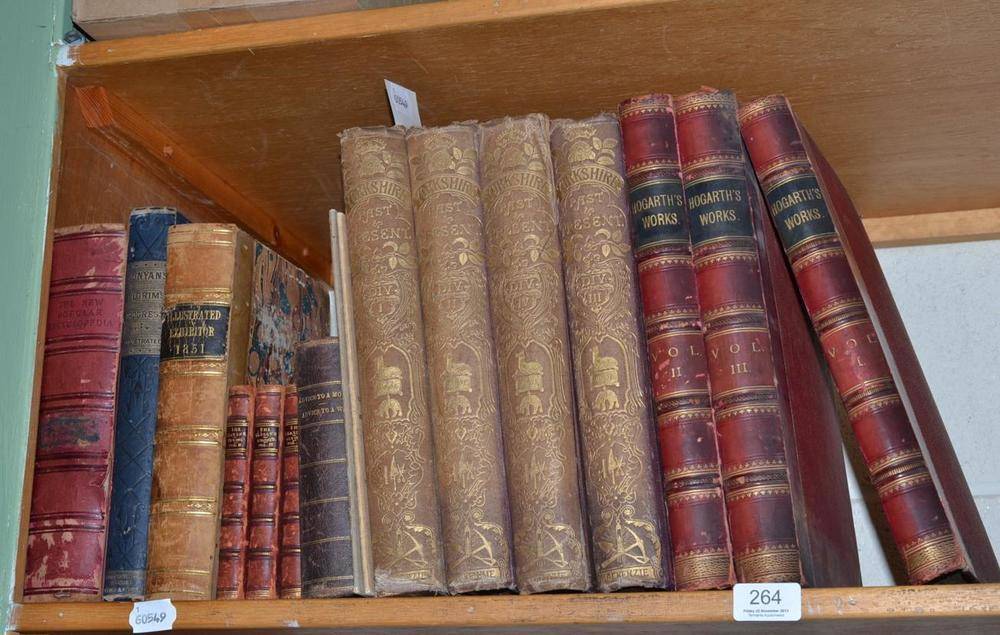 Lot 264 - A quantity of books, including Hogarth's Works (3 vols), Baines' Yorkshire Past and Present, (4...