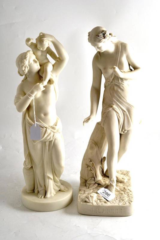 Lot 286 - Two 19th century Parian figures of a Classical nude and Bel Phoebe, height 38cm and 39cm