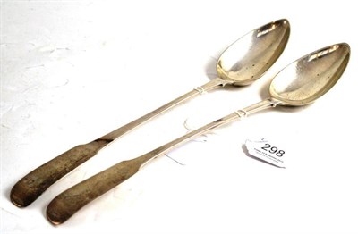 Lot 298 - Two silver fiddle pattern basting spoons
