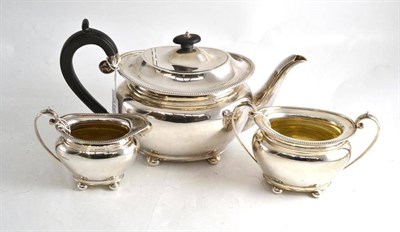 Lot 316 - Three piece oval silver tea service