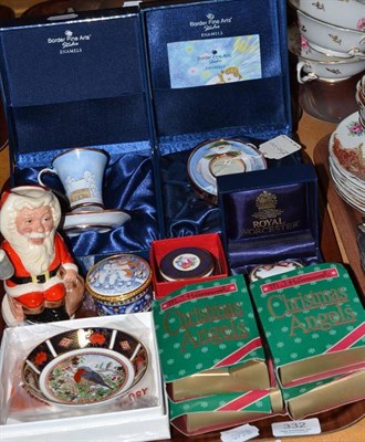 Lot 332 - A Border Fine Arts Snowman enamel photo frame and cup and saucer (boxed), four Hummel Christmas...