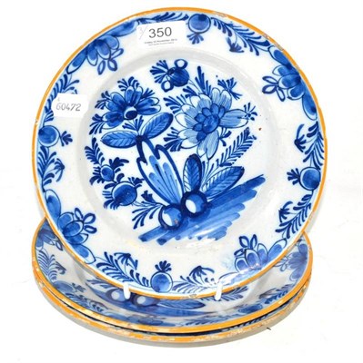 Lot 350 - Three 18th century Delft blue and white dishes