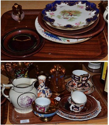 Lot 358 - Royal Crown Derby plates and cups, copper lustre, Sunderland jug, Wedgwood dinner plates etc...