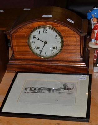 Lot 367 - Mantel clock together with a reproduction print after James Abbot McNeil Whistler, entitled Chelsea