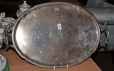 Lot 378 - A silver oval two handled tray