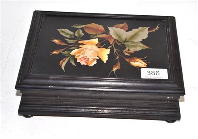 Lot 386 - A wooden box with Pietra Dura inlaid marble lid