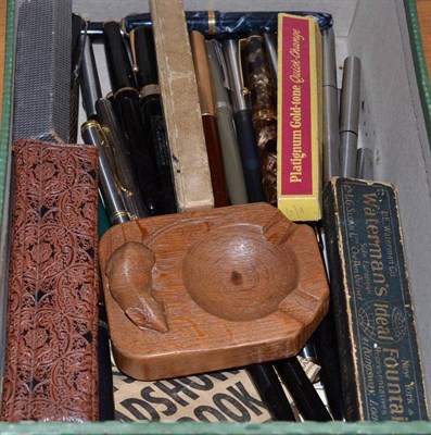 Lot 397 - A collection of fountain and other pens and a Thompson ashtray