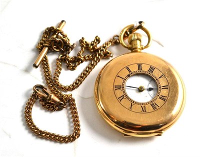 Lot 411 - A 9ct gold half hunter pocket watch