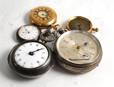 Lot 416 - A silver pair cased pocket watch signed Smith Alfreton, silver open faced pocket watch and...