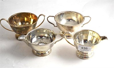 Lot 438 - Two silver sugar bowls and two silver cream jugs