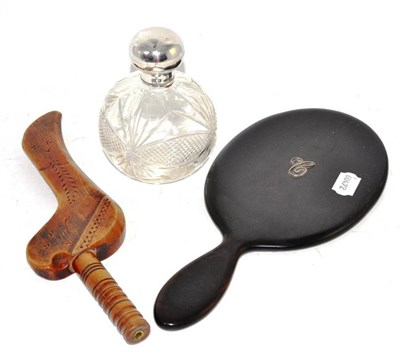 Lot 454 - Knitting sheath, silver topped scent and hand mirror