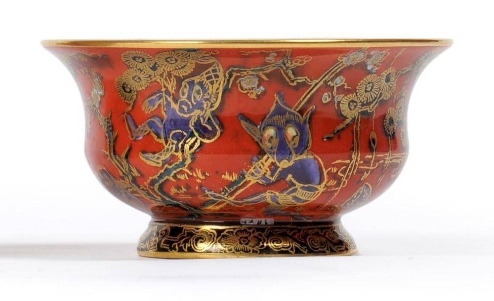 Lot 652 - A Wedgwood Fairyland Lustre Firbolgs I and Thumbelina Motifs Bowl, designed by Daisy...