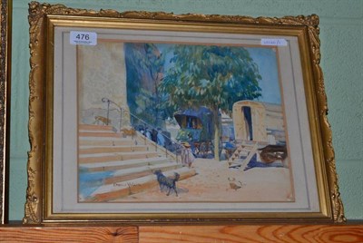 Lot 476 - Donald Wood, watercolour of a Spanish scene