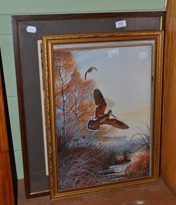 Lot 500 - Peter Allis (20th century), woodcocks in flight over a river, signed, watercolour, 50cm by...