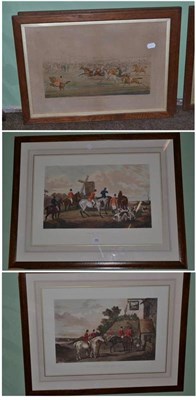 Lot 507 - Two framed hunting prints after Shayer and four framed prints after Alken