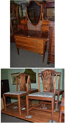 Lot 547 - Edwardian inlaid mahogany dressing table and a set of four mahogany dining chairs (5)