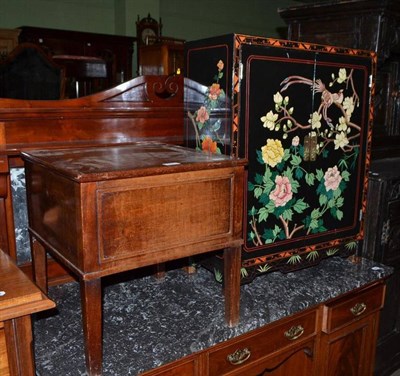 Lot 551 - A 20th century Chinese style polychrome decorated two door cabinet and a mahogany commode