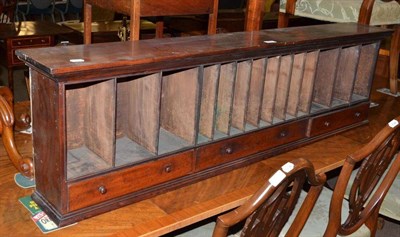 Lot 558 - Victorian mahogany wall hanging pigeon holes with three drawers below