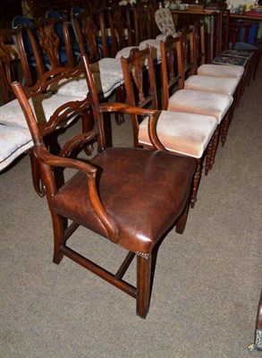 Lot 579 - Georgian mahogany elbow chair, set of four rosewood salon chairs, a pair of bedroom chairs with...