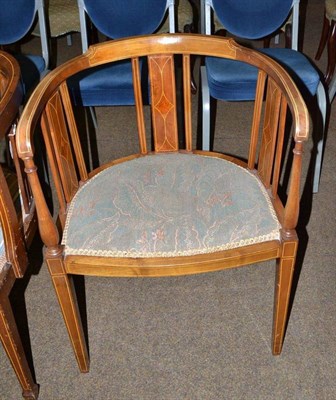 Lot 586 - Edwardian inlaid elbow chair