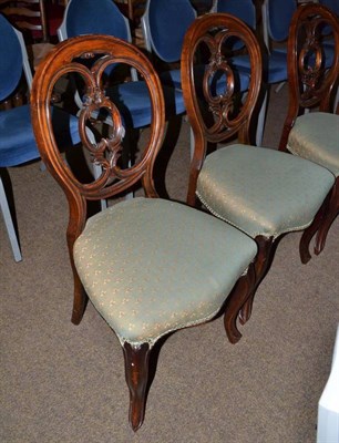 Lot 588 - A set of six balloon back dining chairs with modern upholstery seats