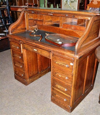 Lot 607 - Roll top desk stamped to the drawer 'D Matthews & Son, Liverpool'