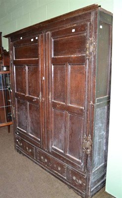 Lot 620 - 18th century oak two door cupboard