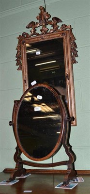 Lot 624 - A decorative gilt wall mirror and a mahogany inlaid wall mirror