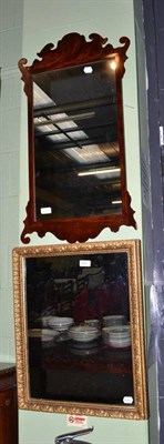 Lot 631 - 19th century mahogany fret carved wall mirror and a gilt framed rectangular wall mirror (2)