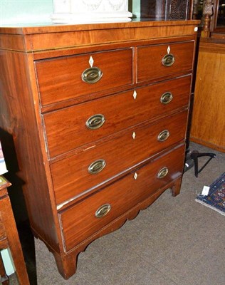 Lot 638 - 19th century mahogany inlaid four height chest of drawers