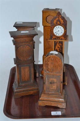 Lot 2 - Five assorted oak 'longcase clock' pocket watch holders