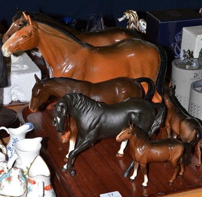 Lot 17 - Seven assorted horses including Beswick, Doulton and Sylvac