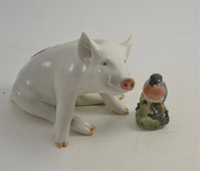 Lot 20 - Royal Copenhagen seated pig and American Robin