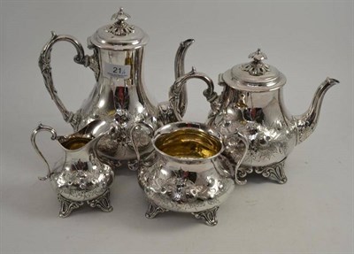 Lot 21 - A silver plated four piece tea and coffee service