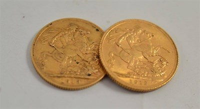 Lot 66 - Two full sovereign coins (1912 & 1913)