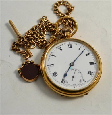 Lot 102 - A 9ct gold pocket watch and a watch chain with links stamped '375'