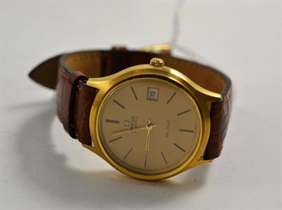 Lot 107 - A gold plated Omega Deville wristwatch with papers