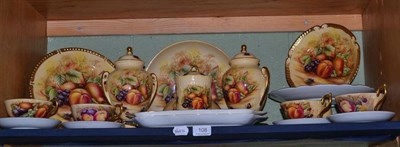 Lot 108 - A collection of Aynsley 'Orchard Gold', comprising a pair of vases and covers, pair of plates,...