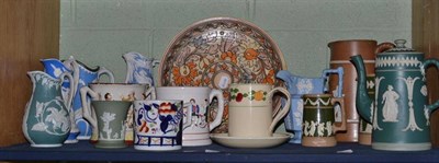 Lot 109 - A Crown Ducal charger decorated by Charlotte Rhead, a Dudson smear glaze coffee pot and similar...