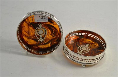 Lot 133 - Pair of plated and faux tortoiseshell coasters