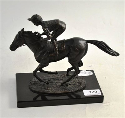 Lot 139 - A bronze equestrian figure with Lester Piggott, signed David Cornell 1985, 19cm high